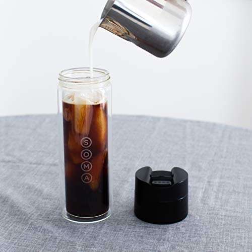 SOMA Double Wall Glass Tea and Coffee Cold Brew Bottle, Black, 12oz (SM18501K) - Image 3