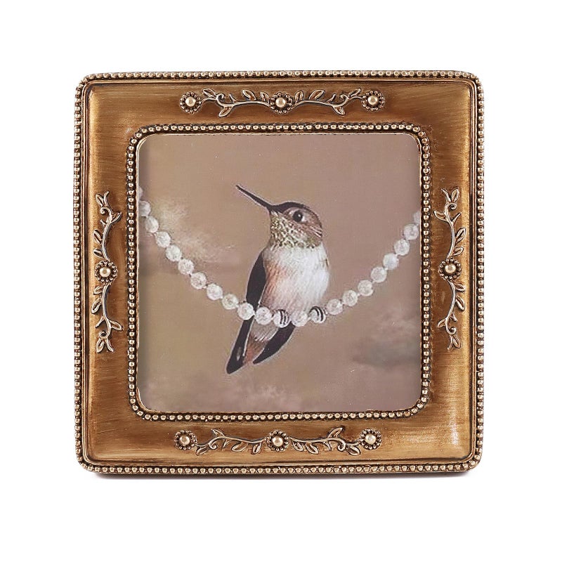 SIKOO 4x4 Vintage Picture Frame  Small Picture Frame  Antique Wall Decor Victorian Square Picture Frame for Wall Mount and Tabletop Display  Retro Photo Gallery Bronze - Image 1