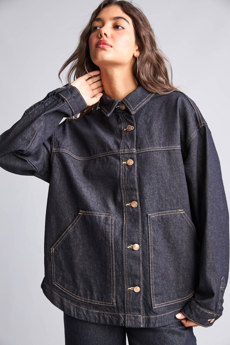 DeFacto Blue Woman 100% Cotton Denim Jacket Casual - Image 4