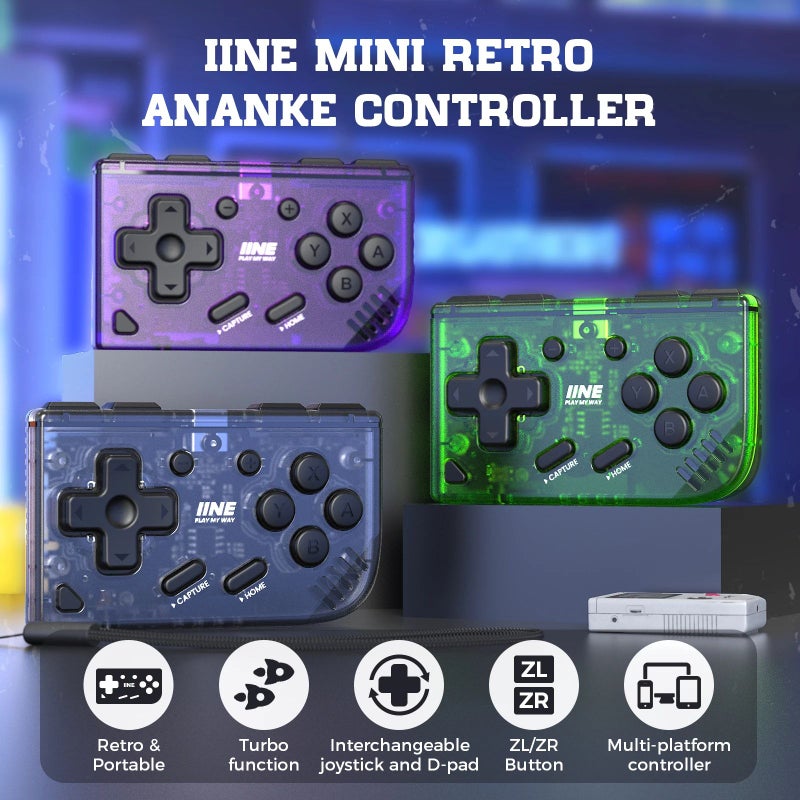 Iine Mini Retro L1013 Switch Mini Controller with Page-Turning for Android iOS Phones and PC, Purple - Image 1