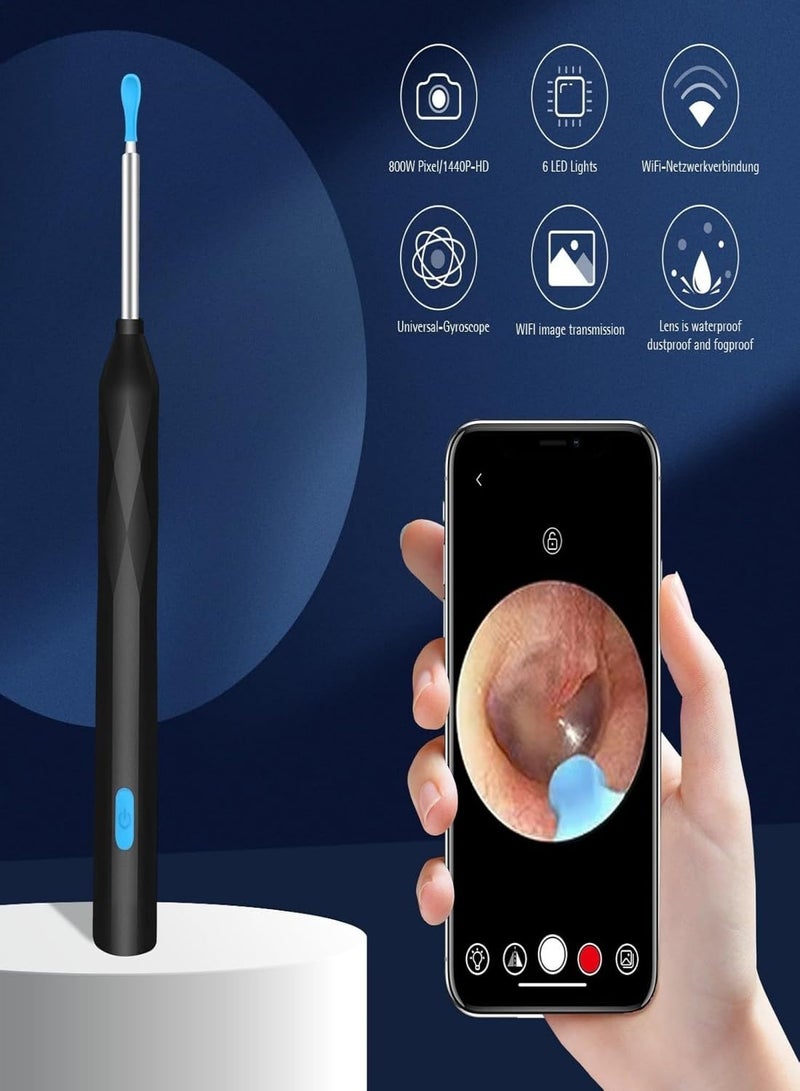 Generic Ear Wax Removal, Wireless Ear Cleaner Ear Cleaning Kit with 7 Pcs Ear Pick Set, Wax Elimination Spoon Kit with 6 Soft Silicone Ear Scoops, Ear Wax Removal Tool for Smartphones  - Image 3