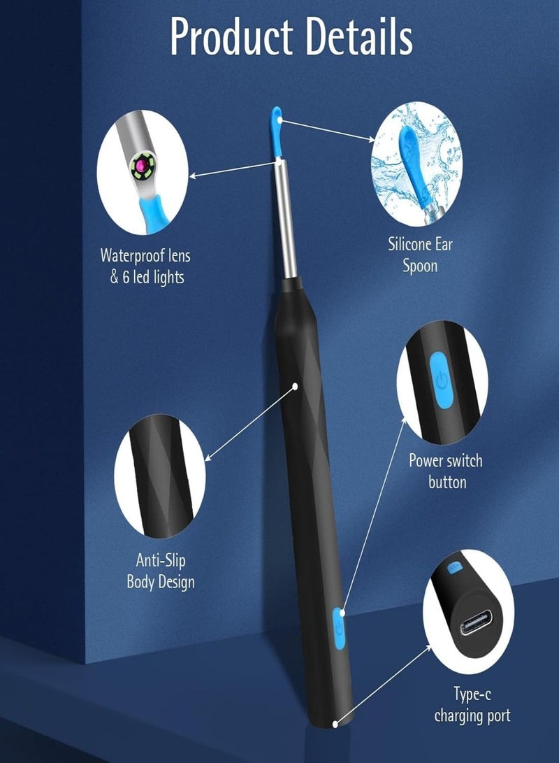Generic Ear Wax Removal, Wireless Ear Cleaner Ear Cleaning Kit with 7 Pcs Ear Pick Set, Wax Elimination Spoon Kit with 6 Soft Silicone Ear Scoops, Ear Wax Removal Tool for Smartphones  - Image 2