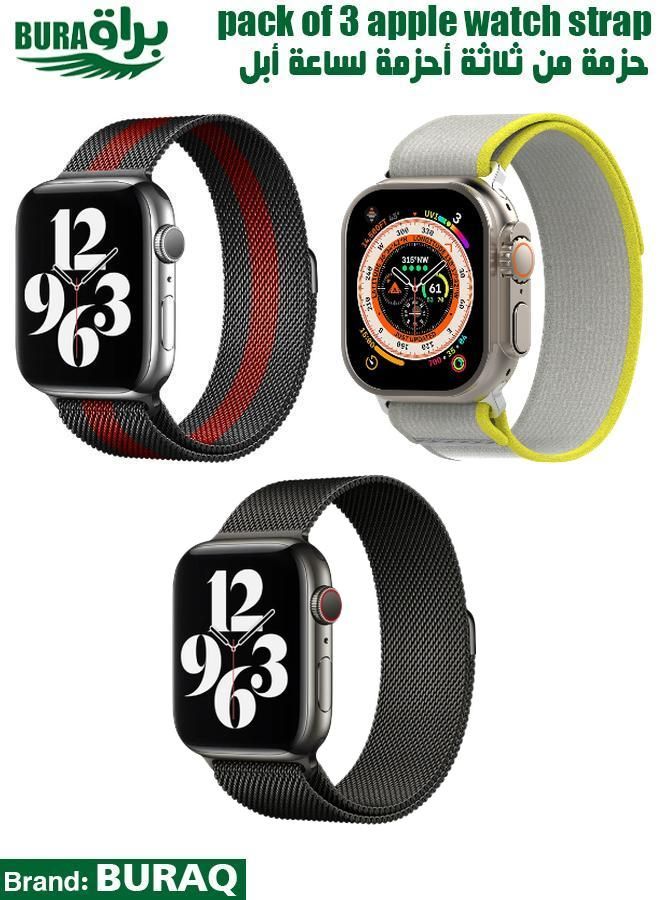 BURAQ Apple Watch Band Strap For Apple Watch Ultra 2/Ultra 49mm, Series 10 46mm, 9/8/7 45mm, SE2/SE/6/5/4 44mm, 3/2/1 42mm