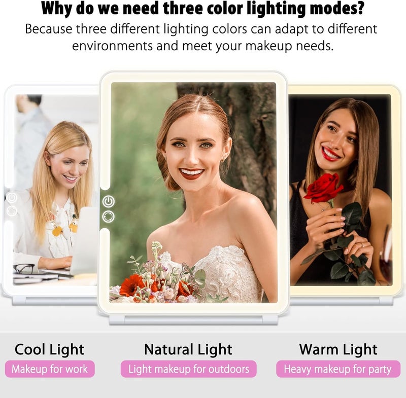 WEILY LED Makeup Mirror with 72 Lights, Dimmable Touch Screen, 3 Color Lighting, Gift for Women - Image 3