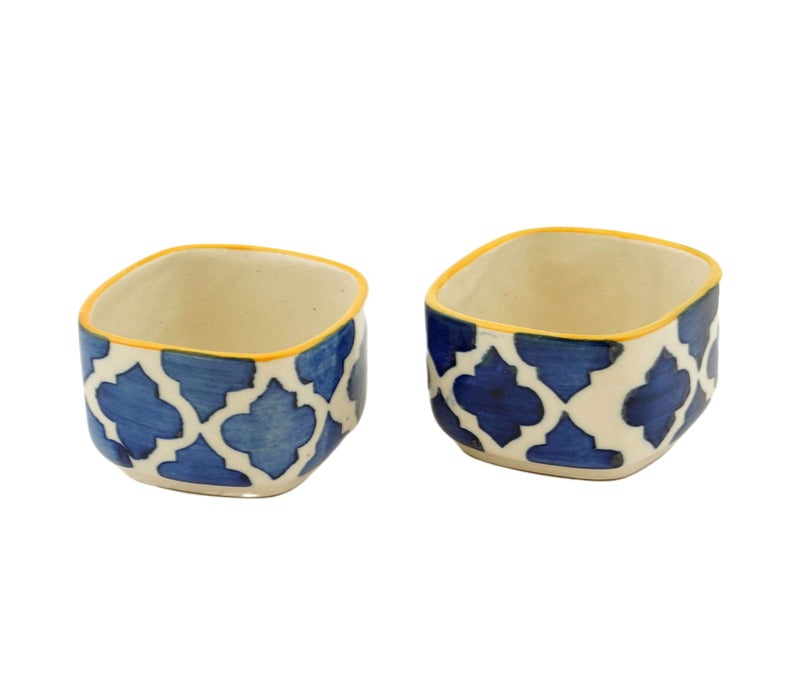 Freakway Ceramic Handpainted Moroccan Studio Pottery Chutney Bowl/Small Katori Set (Black and Off White, Small- 40 ml) Set of 6 - Image 4