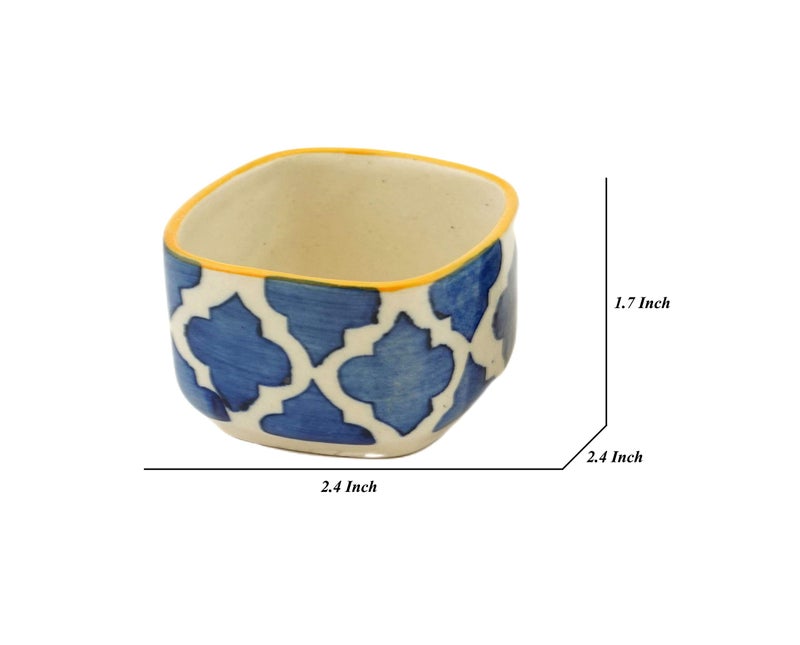 Freakway Ceramic Handpainted Moroccan Studio Pottery Chutney Bowl/Small Katori Set (Black and Off White, Small- 40 ml) Set of 6 - Image 5