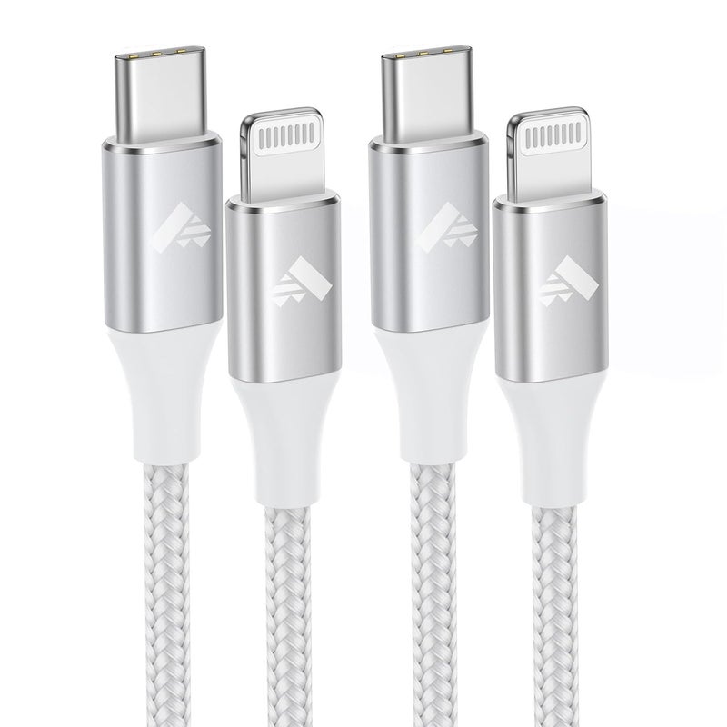 اييونوس كابل USB C إلى Lightning، عبوة من قطعتين بطول 1 متر، شاحن iPhone معتمد من MFi، كابل شحن USB سريع لـ iPhone، شاحن من نوع C، كابل مضفر من النايلون متوافق مع iPhone 14 13 12 11 8 Pro Max Mini XS Plus، iPad - Image 1