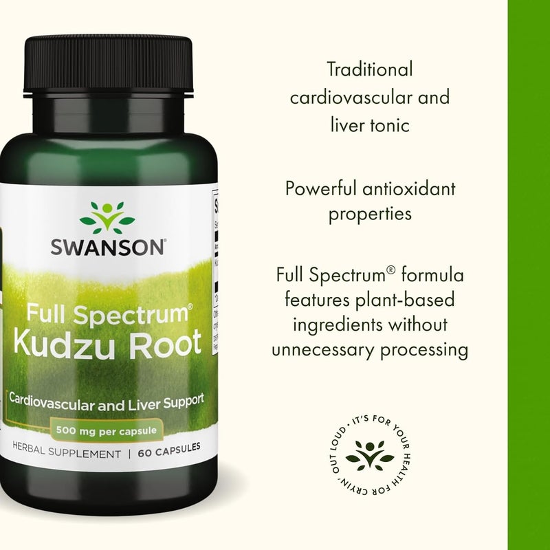Swanson Full Spectrum Kudzu Root 500 mg - 60 Capsules for Cardiovascular and Liver Support - Image 4