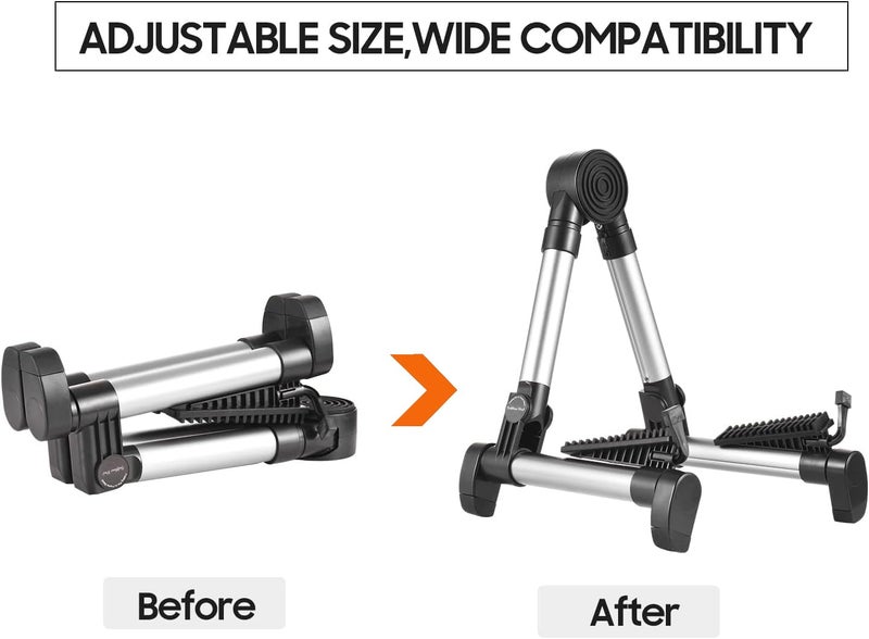 Softline Pro Guitar Stand for Home, Folding Instrument Stand for Acoustic/Electric/Classical Guitars and Violin, Ukulele, Bass, Portable and Lightweight, Easy to fold (Silver), SP24-A - Image 5