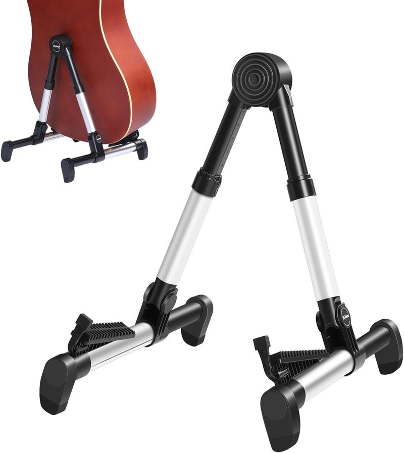 Softline Pro Guitar Stand for Home, Folding Instrument Stand for Acoustic/Electric/Classical Guitars and Violin, Ukulele, Bass, Portable and Lightweight, Easy to fold (Silver), SP24-A - Image 1