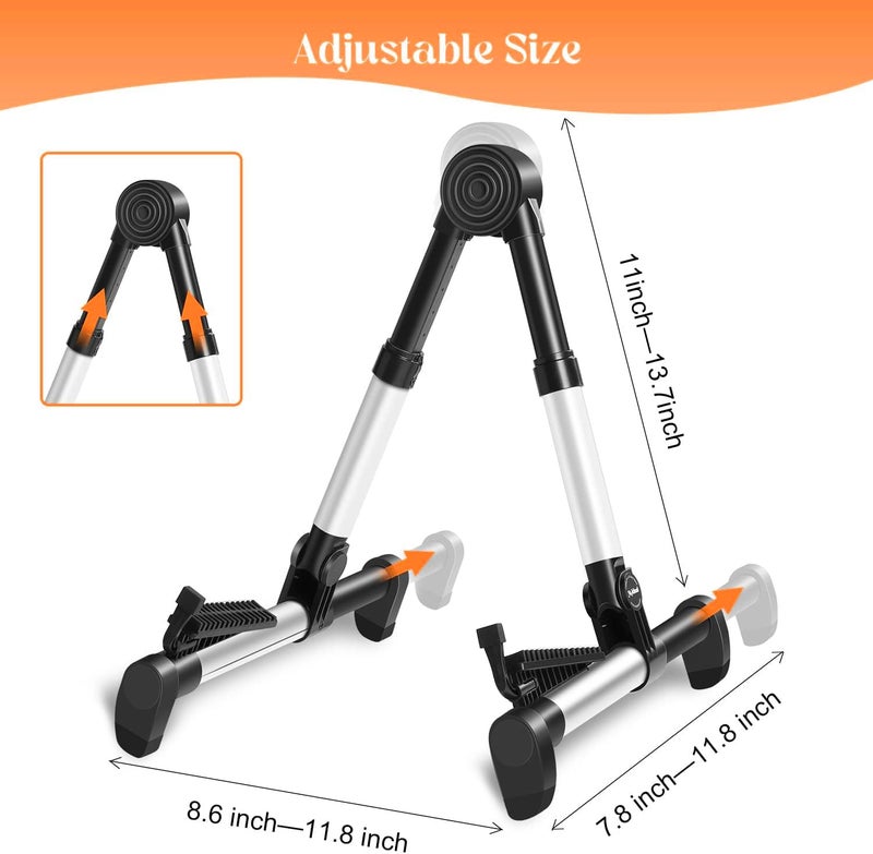 Softline Pro Guitar Stand for Home, Folding Instrument Stand for Acoustic/Electric/Classical Guitars and Violin, Ukulele, Bass, Portable and Lightweight, Easy to fold (Silver), SP24-A - Image 4