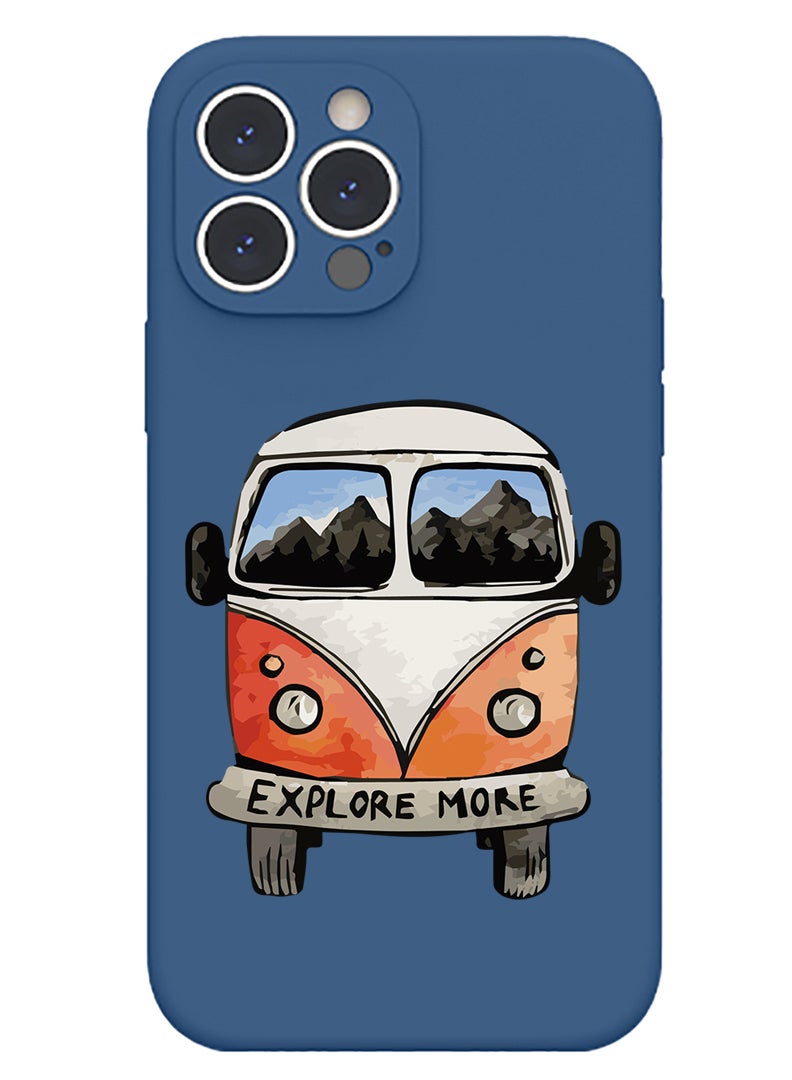 Theodor Protective Slim Fit Case Liquid Silicone Cover with Full Body Protection Anti-Scratch Shockproof Case For iPhone 13 Pro Blue  - Extra rice copy - Image 1