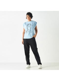 Garfield Print T-shirt with Extended Sleeves