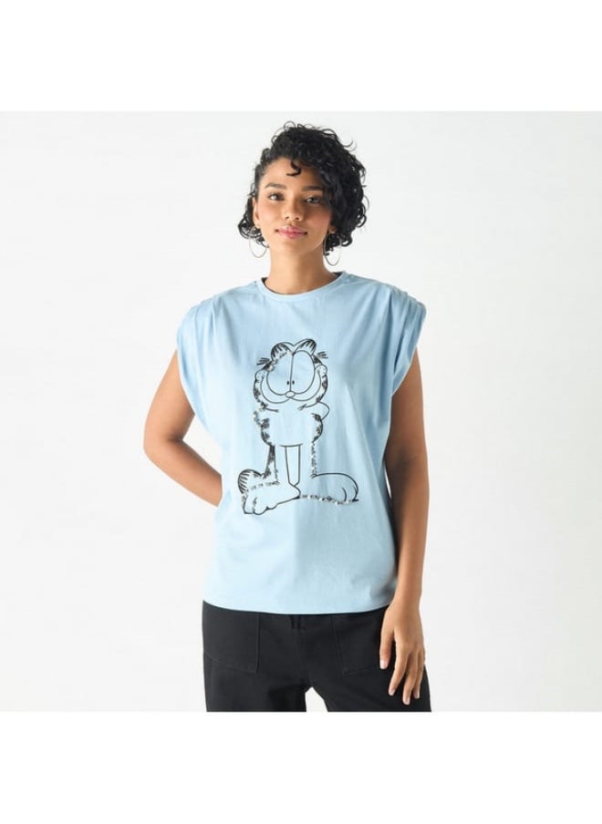 SP Characters - Garfield Print T-shirt with Extended Sleeves - Image 1