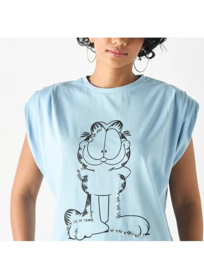 SP Characters Garfield Print T-shirt with Extended Sleeves