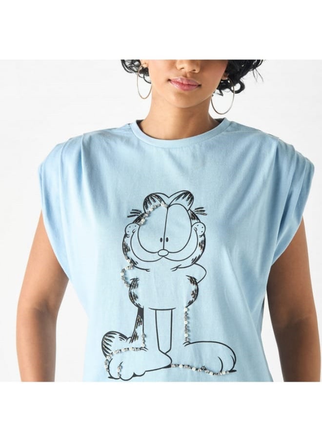 SP Characters - Garfield Print T-shirt with Extended Sleeves - Image 1