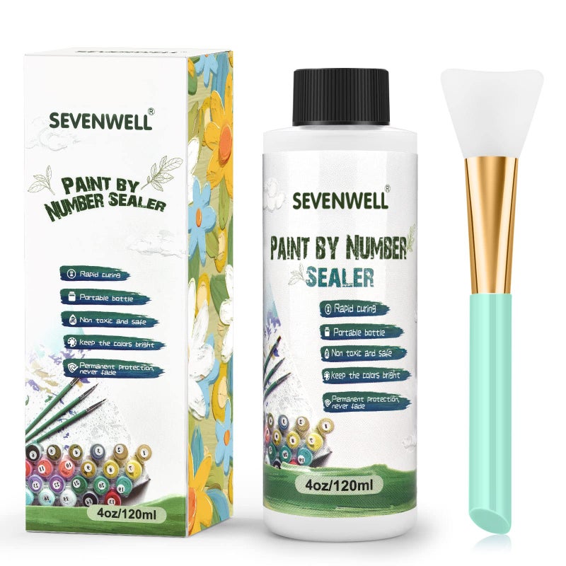 SEVENWELL Gloss Varnish for Acrylic Painting, Paint by Numbers Sealer, Acrylic Clear Coat, High Finish Non-Yellowing Anti-Crazing for Air Dry Clay Glaze - Image 1