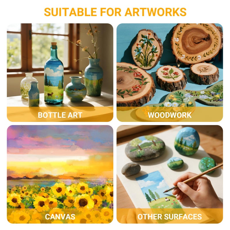SEVENWELL Gloss Varnish for Acrylic Painting, Paint by Numbers Sealer, Acrylic Clear Coat, High Finish Non-Yellowing Anti-Crazing for Air Dry Clay Glaze - Image 5