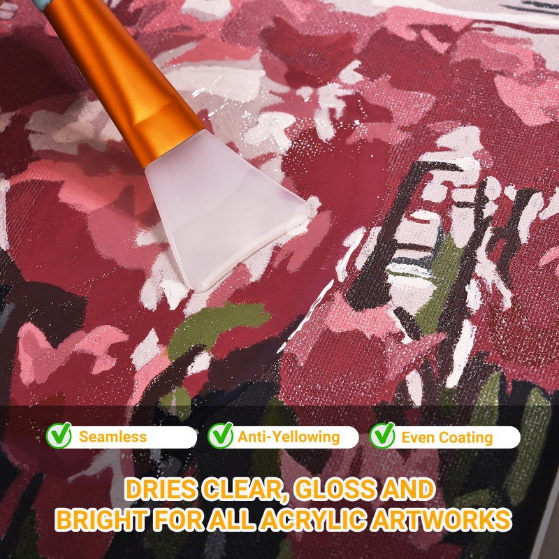 SEVENWELL Gloss Varnish for Acrylic Painting, Paint by Numbers Sealer, Acrylic Clear Coat, High Finish Non-Yellowing Anti-Crazing for Air Dry Clay Glaze - Image 2