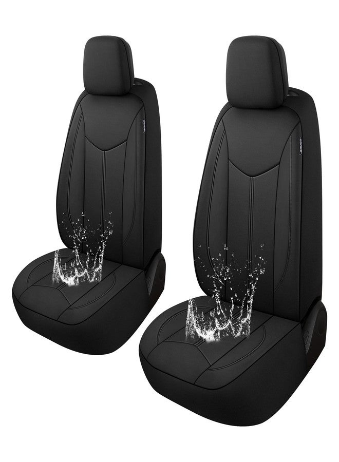 CAROMOP Neoprene Car Seat Cover 2 Front Seats, Waterproof Seat Covers for Cars, Universal Fit for Most Car Interior Covers-Sedan Truck SUV(Black) - Image 1