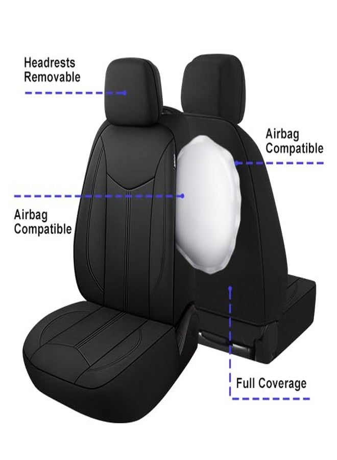 CAROMOP Neoprene Car Seat Cover 2 Front Seats, Waterproof Seat Covers for Cars, Universal Fit for Most Car Interior Covers-Sedan Truck SUV(Black) - Image 5