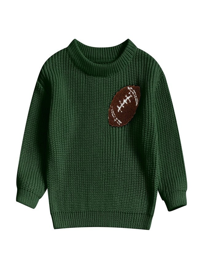Giraropa Toddler Baby Boy Girl Clothes Knit Sweater Football Embroidery Sweatshirt Long Sleeve Shirt Warm Fall Winter Outfits(Green,18-24 Months) - Image 1