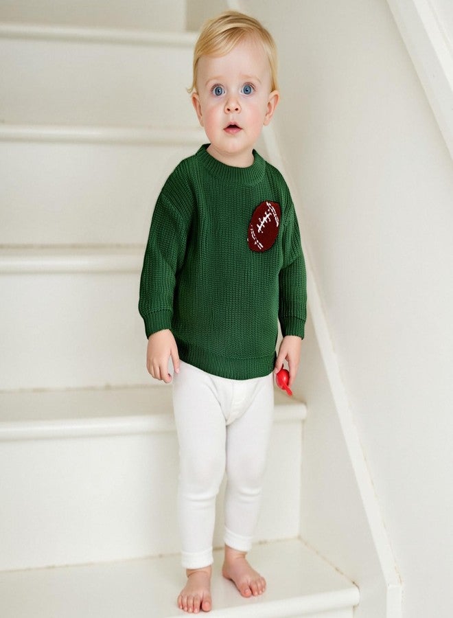 Giraropa Toddler Baby Boy Girl Clothes Knit Sweater Football Embroidery Sweatshirt Long Sleeve Shirt Warm Fall Winter Outfits(Green,18-24 Months) - Image 4