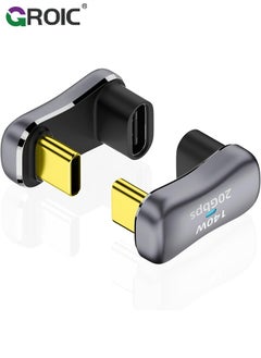 GROIC 180° USB C Adapter 2 Pack, 180 Degree Angle USB-C Male to USB-C Female 20Gbps PD 140W Adapter for Steam Deck, Switch, Laptop, Tablet, Phone and More Type C Devices  - Image 1