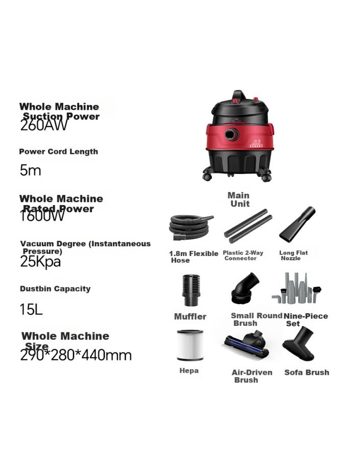 Xiaogou Bucket Vacuum Cleaner For Home Use, 1600w High Power, Strong Suction, Industrial Vacuum Cleaner, For Renovation, Tile Grouting, Post-construction Cleaning, Multi-functional Vacuum Machine