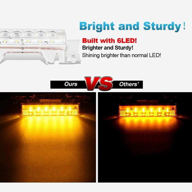 Partsam 5PCS Clear Lens 6LED Amber Cab Light Truck Trailer Top Cab Marker Roof Running Light Waterproof Reflective Lights Assembly Compatible with 2004 VN/2003-2020 VNL Trucks - Image 5