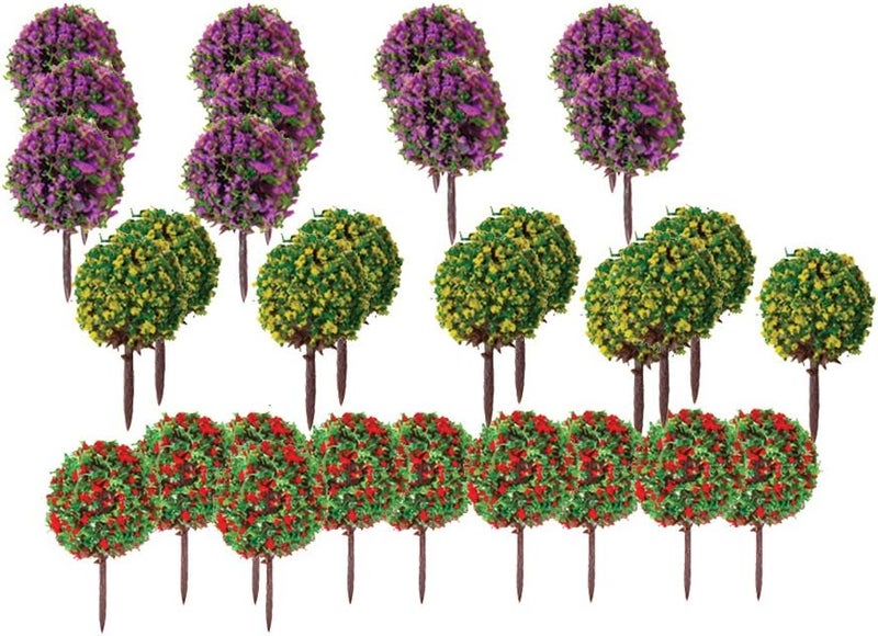 klarako 30 Pcs Flower Ball Trees Model Train Railway Scenery Landscape 1/100 HO OO - Image 2