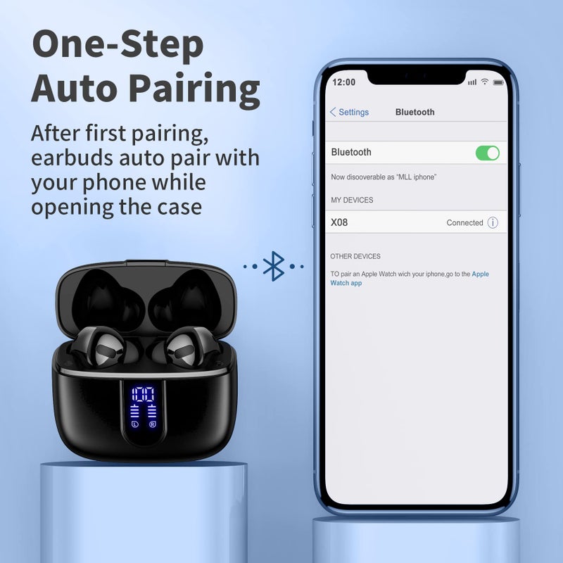 TAGRY Bluetooth Headphones True Wireless Earbuds 60H Playback LED Power Display Earphones with Wireless Charging Case IPX5 Waterproof in-Ear Ear buds with Mic for TV Smart Phone Laptop Computer Sports - Image 5