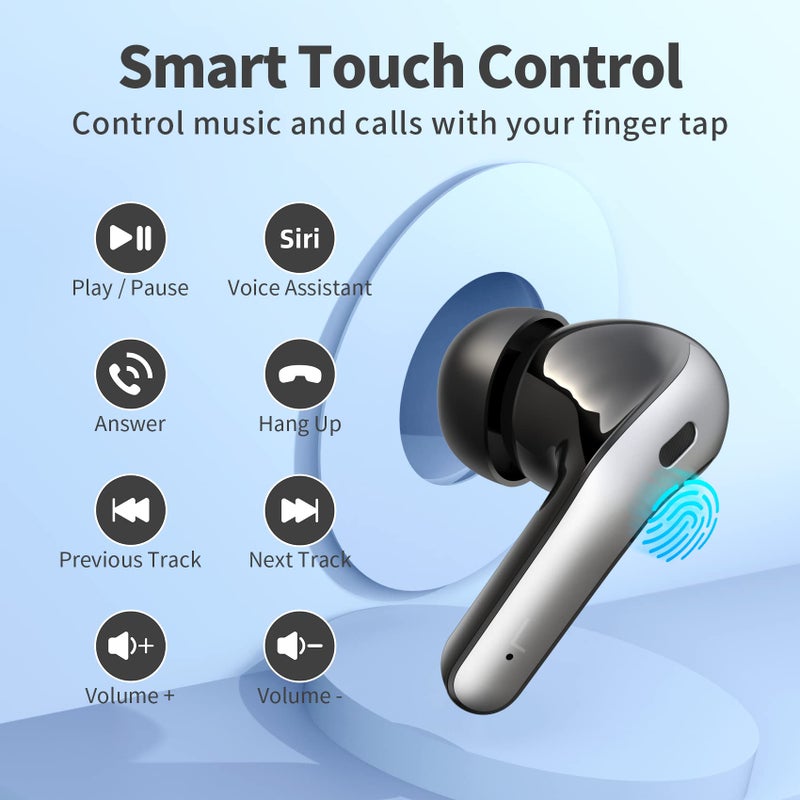 TAGRY Bluetooth Headphones True Wireless Earbuds 60H Playback LED Power Display Earphones with Wireless Charging Case IPX5 Waterproof in-Ear Ear buds with Mic for TV Smart Phone Laptop Computer Sports - Image 4