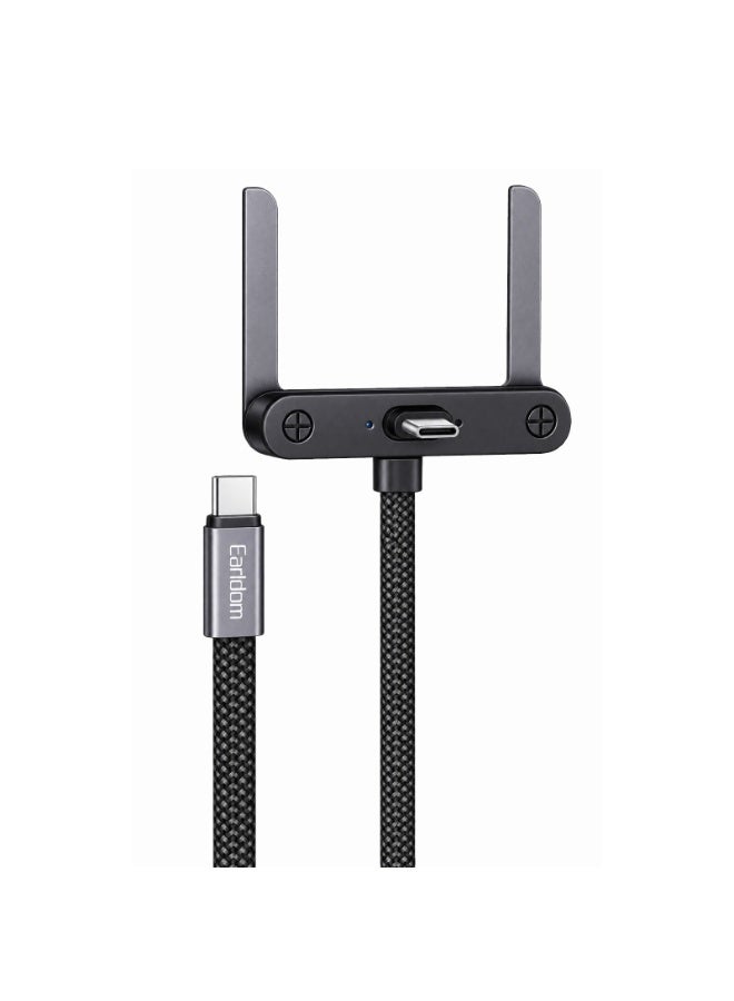 Earldom EC-220C-C 60W USB-C to USB-C Fast Charging Cable with Foldable Phone Holder, High-Speed Data Transfer, 1 Meter - Image 1
