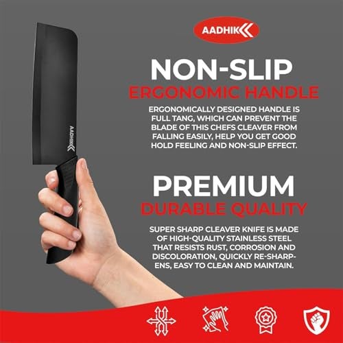 AADHIK Knife Set of 3 with Cover, Stainless Steel Knives for Kitchen| Sharp Edge Cutting Chef Knifes for Chopping Vegetables, Fruits, Multipurpose Knife, Kitchen Tools(Set of 3, Black) - Image 4