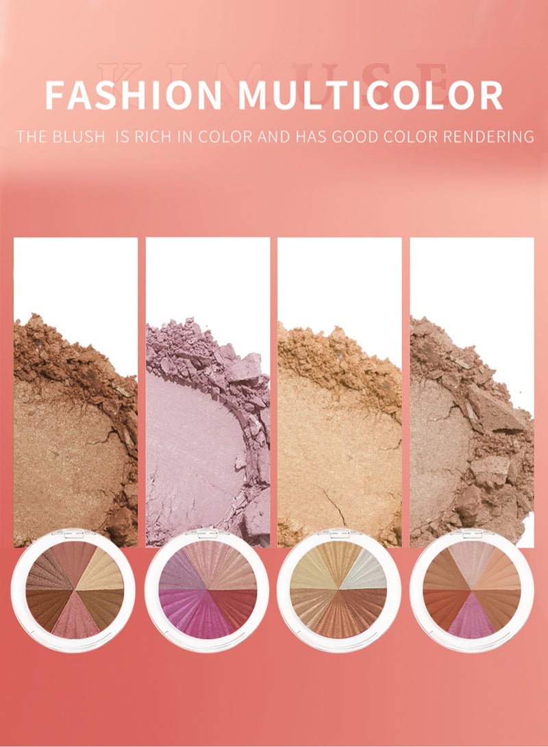 Generic 4Pcs Multi-Colored Blush Powder Set, Long Lasting Contour and Highlighter Palette, Makeup Gift Kit for Cheek & Eye  - Image 4