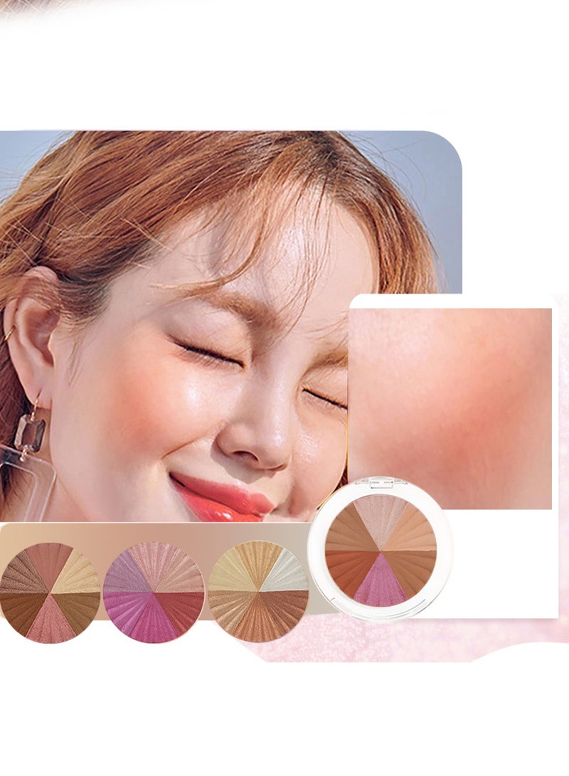 Generic 4Pcs Multi-Colored Blush Powder Set, Long Lasting Contour and Highlighter Palette, Makeup Gift Kit for Cheek & Eye  - Image 2