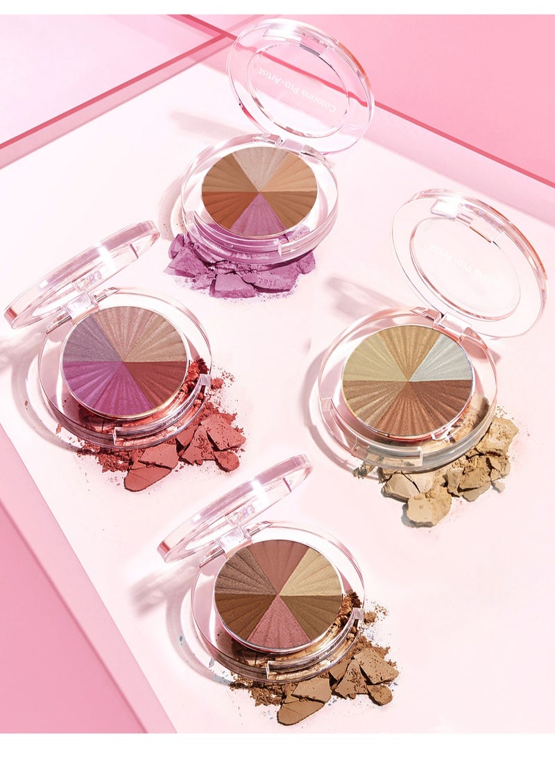 Generic 4Pcs Multi-Colored Blush Powder Set, Long Lasting Contour and Highlighter Palette, Makeup Gift Kit for Cheek & Eye  - Image 3