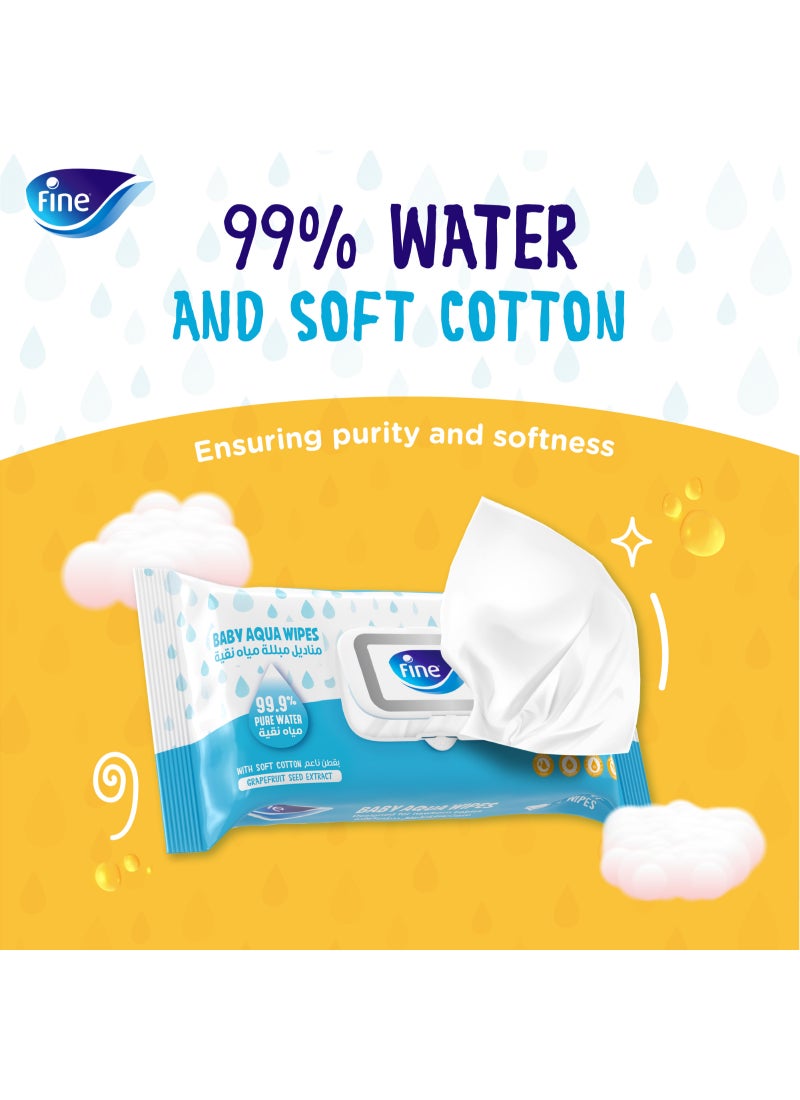 Fine Baby Aqua Wipes 99.9% Pure Water 72 Wipes - Image 4