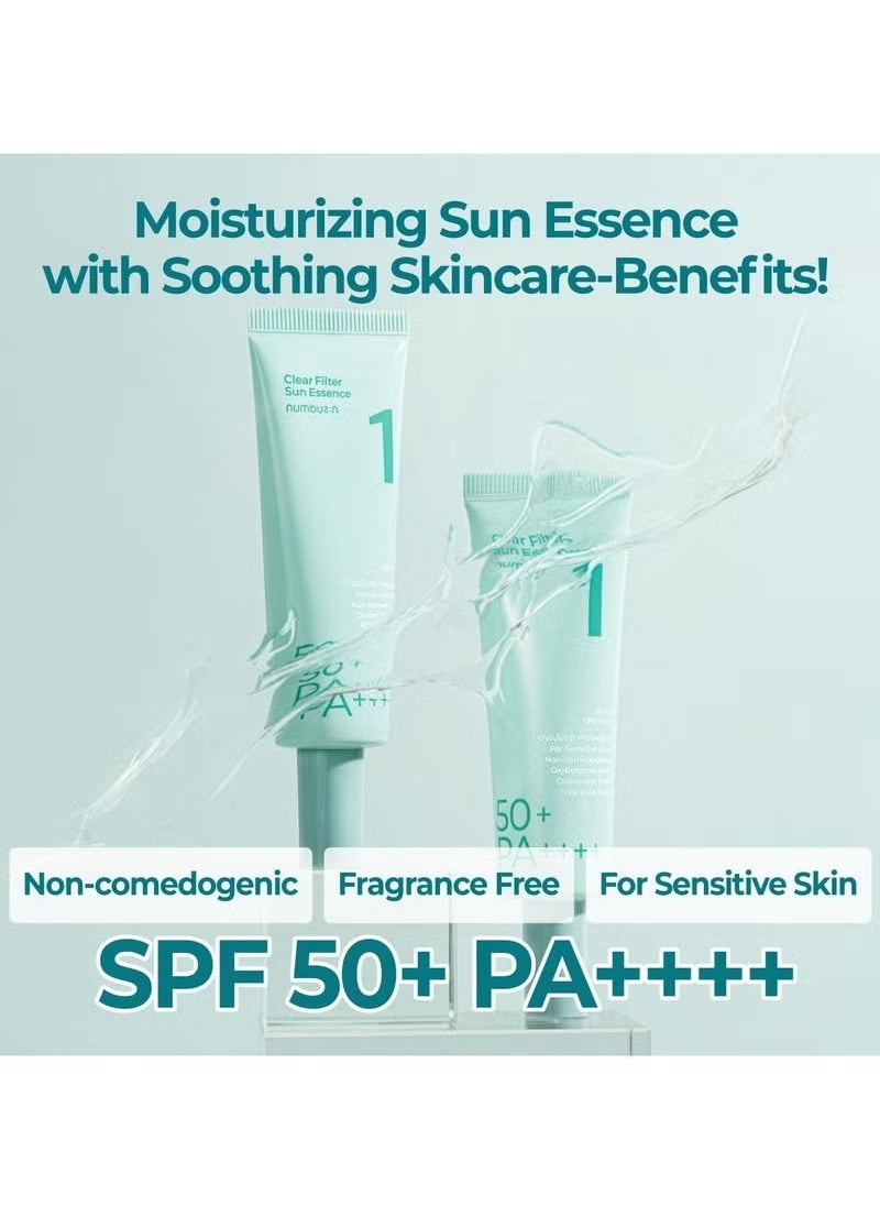 No.1 Sunscreen | Clear Filter Sun Essence | No White Cast, Hydrating, Moisturizing, Cools Down, Light Finish | 50ml