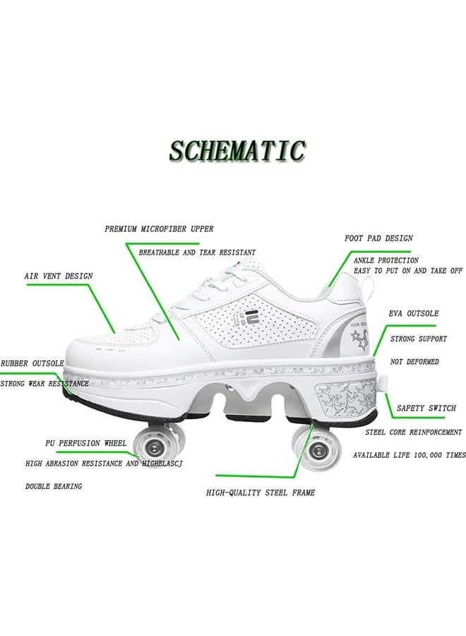 Loquat Roller skating for women, quad skating for kids, roller skates for girls, unisex shoes with wheels, roller skates for adults, sports outdoor tech skateboard shoes, walking shoes - Image 4