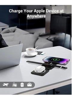 ShebSheb 3 in 1 Foldable Wireless Charger Magnetic  Mag-Safe Charger Fast Travel Wireless Charging Station For Mobile Phone Watch Earphones(Black）  - Image 4