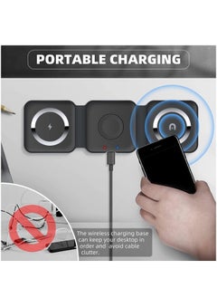 ShebSheb 3 in 1 Foldable Wireless Charger Magnetic  Mag-Safe Charger Fast Travel Wireless Charging Station For Mobile Phone Watch Earphones(Black）  - Image 5