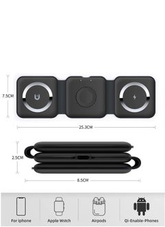 3 in 1 Foldable Wireless Charger Magnetic  Mag-Safe Charger Fast Travel Wireless Charging Station For Mobile Phone Watch Earphones(Black） - pzsku/Z3E4A7EFD2A81710E9D9CZ/45/_/1701675076/40dd1e45-8372-44f2-8e57-9fcc2ce35a71