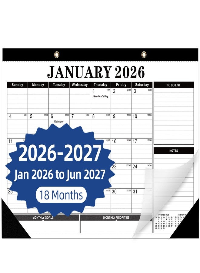 Tcamp 2026 Calendar, Desk Calendar 2026-2027 from January 2026 to June 2027, Big 17" x 12" Wall Calendar with Julian Dates, 18 Months Desk Planner for Home School Office Desktop, Christmas Gifts - Image 1