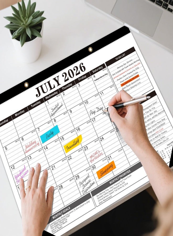 Tcamp 2026 Calendar, Desk Calendar 2026-2027 from January 2026 to June 2027, Big 17" x 12" Wall Calendar with Julian Dates, 18 Months Desk Planner for Home School Office Desktop, Christmas Gifts - Image 2