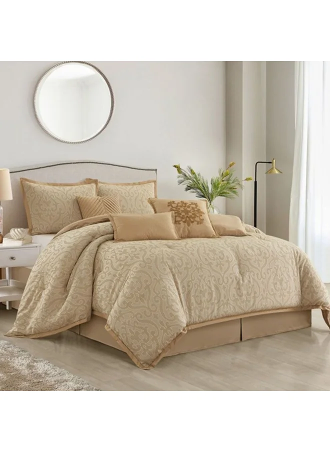 دانوب هوم Allure Velveeta 7 -Piece King Comforter Set 240X260 Cm Gold