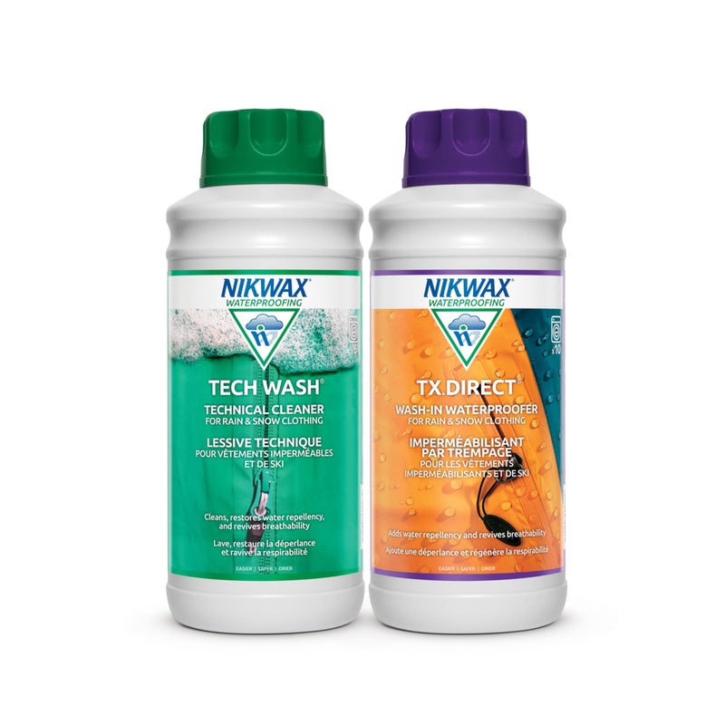 Nikwax Hardshell Cleaning & Waterproofing Duo-Pack, 1000ml, Cleans and Restores Water Repellency on Jackets, Rain, Ski, and Snow Gear, Outerwear, Safe for Gore-Tex and DWR - Image 1