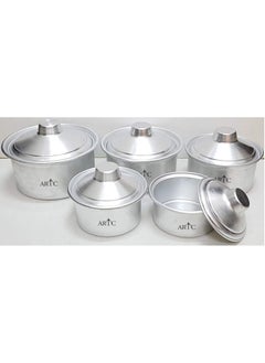 ARTC ARTC Aluminum Cooking Pot Set - 10 Pieces ( 5Pcs Pot, 5Pcs Lid)  - Image 2