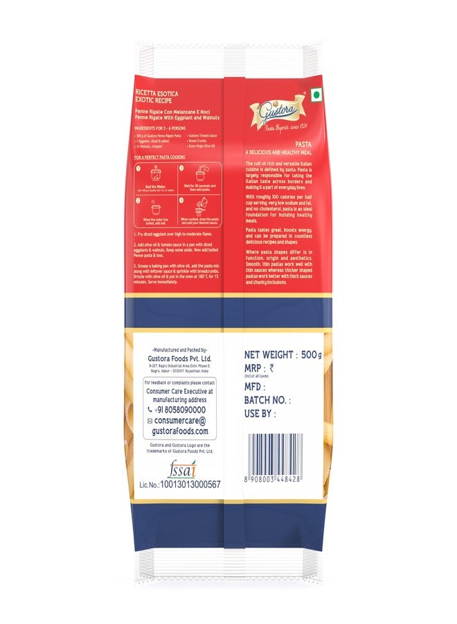 Gustora Combo Pack of Penne Pasta 500g, Tomato Basil & Arrabiata Sauce 400g Each I Italian Pasta & Sauce Combo I Rich in protein & fibre with Zero cholesterol I No Trans Fats - 900gm - Image 3
